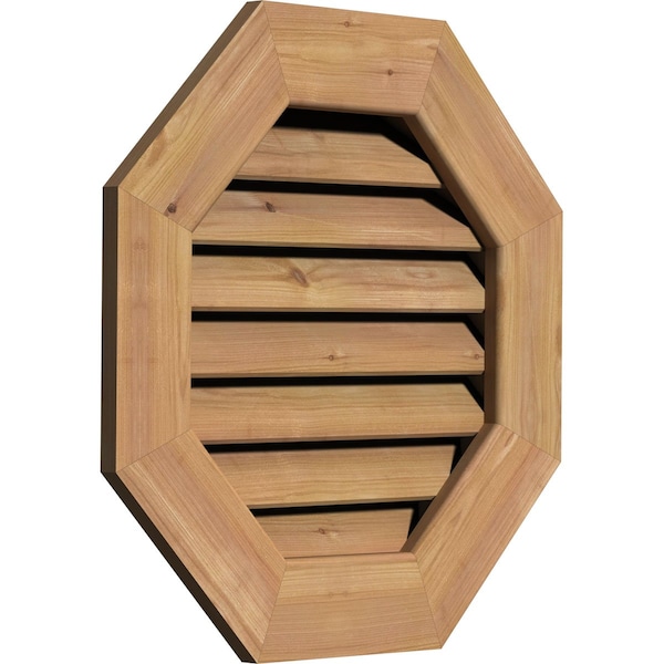 Octagonal Gable Vent Functional, Western Red Cedar Gable Vent W/1 X 4 Flat Trim Frame, 14W X 14H